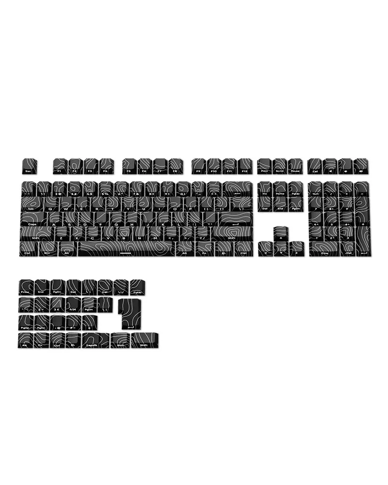 

Dark Topographic PBT Keycaps Cherry Original Profile Five-sided Sublimation Side Engraved Mechanical Keyboard Keycap Set