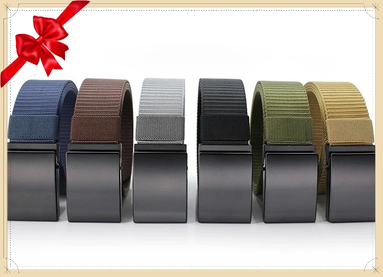 

Unisex Multicolor Woven Nylon Waist Belt, Durable Auto Buckle Strap for Travel Camping Casual Daily Fashion Matching