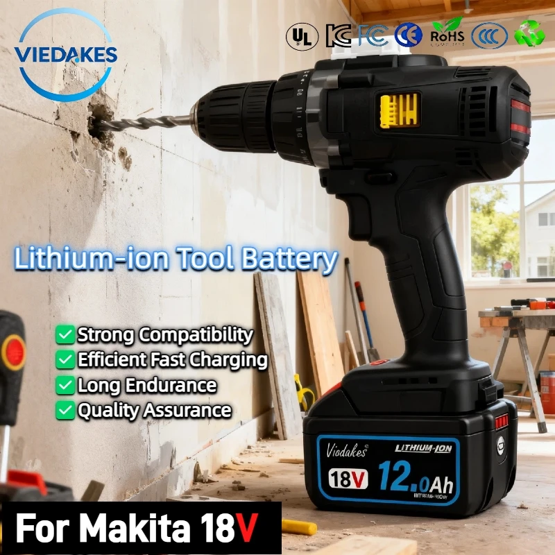 

Top Seller! 18V 12.0Ah for Makita Battery: Full-Capacity Li-ion Pack with Stable Performance, Compatible with All 18V Tools
