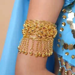Temperament Women Arm Decor Round-Shape Bangle Bells Tassel Pendants Geometric Pattern Bracelets Upper Arm Bracelet Arm Chain