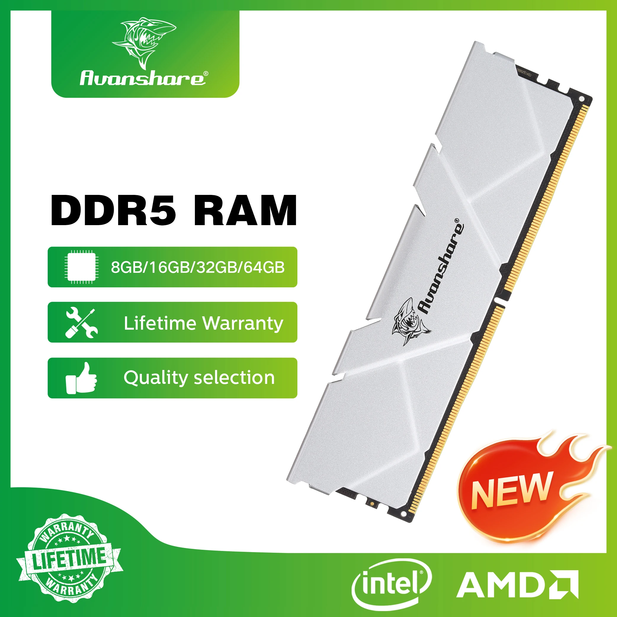 

Avanshare Ram Memory DDR5 DDR4 DDR3 32GB 16GB 8GB 1600 2666 3200Mhz 5600MHZ Rams Memory UDIMM Support Desktop Computer