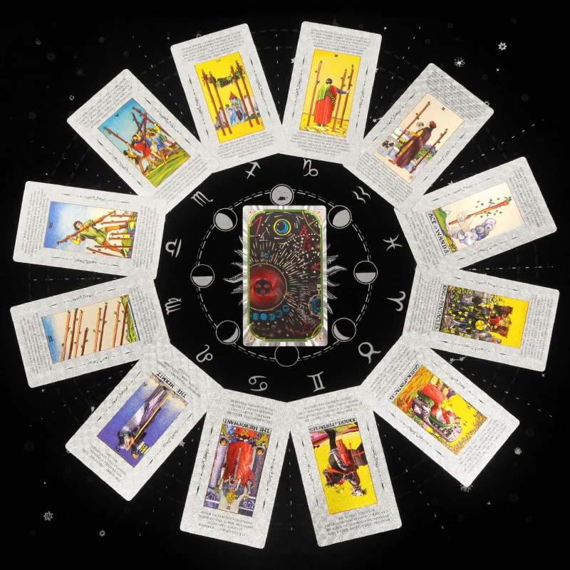 Tarot Interactif de Haute Qualité en Feuille d'Or, 78 Pièces, Guide Complet pour Documents, Cadeau, Offre Spéciale, 2024