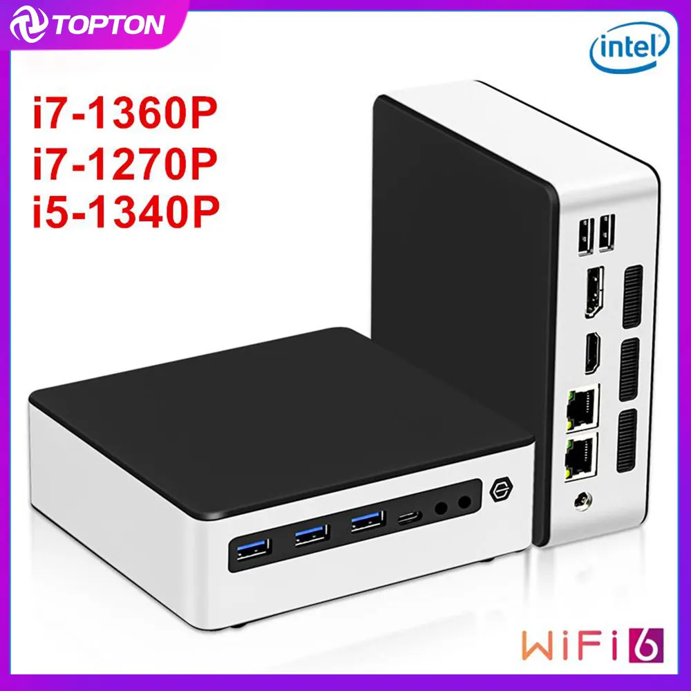 13th Gen Mini PC i7 1360P 1270P Gaming PC 2xDDR5 4800MHz 2*NVMe Windows 11 NUC Portable Mini Computer 2 LAN HTPC WiFi6