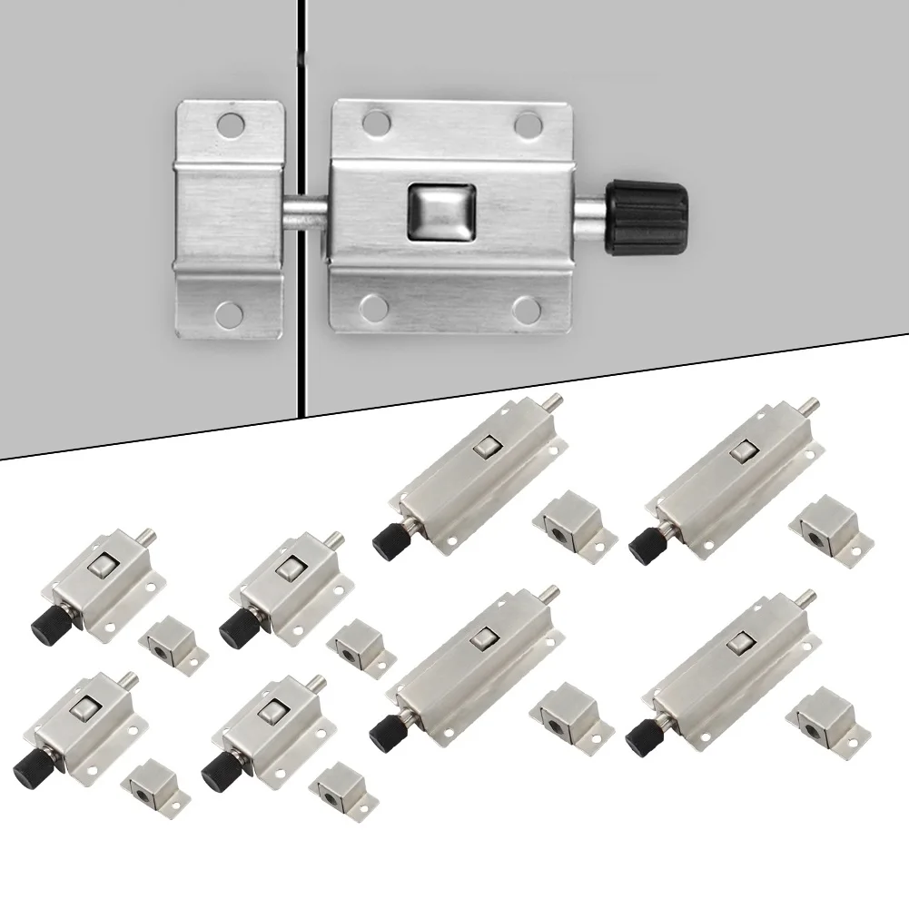 For Bathrooms Stainless Steel Latch Sliding Door Lock Home Security Additional Security Automatic Locking Design Easy To Install