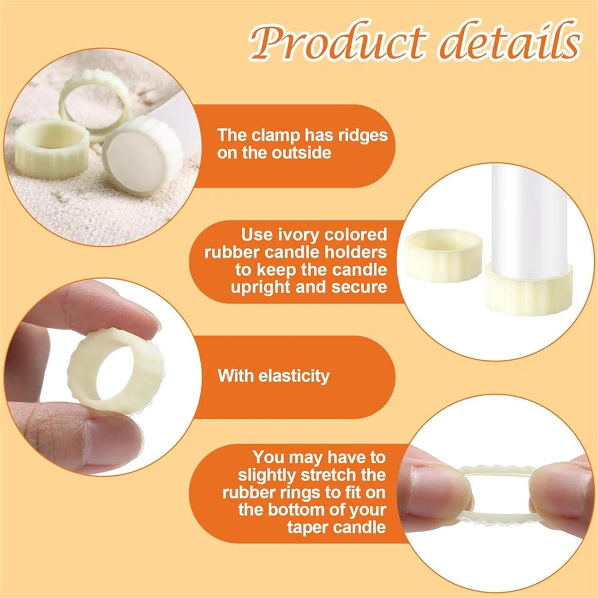 Y31a 20 pacote vela hugger apertos anéis de vela castiçais ficar colocar apertos de vela manter as velas verticales e no lugar