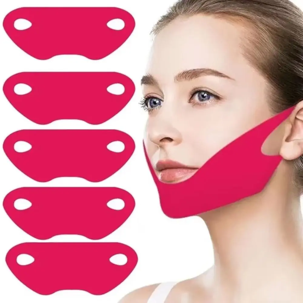 มาส์กยกกระชับใบหน้ารูปตัววี 5 ชิ้น/แพ็ค มาส์กเจลนุ่มกระชับรูปหน้า V-Line อุปกรณ์ดูแลผิวหน้า เครื่องมือเสริมความงาม มาส์กหน้าเพื่อใบหน้าเรียว