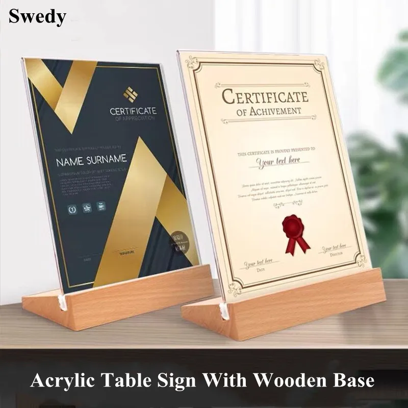 A6 100x150mm L Shape Table Signboard Acrylic Sign Holder Display Stand Flyer Poster Frame Menu Paper Price Label Holder Stand