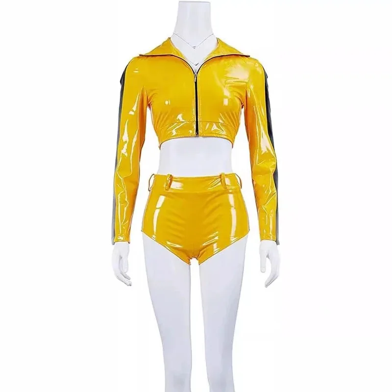 Kill Bill The Bride Beatrix Kiddo Косплей Костюм Кожаный Топ Шорты Кунг-Фу для женщин Хэллоуин Карнавальные костюмы Марди Гра 5f