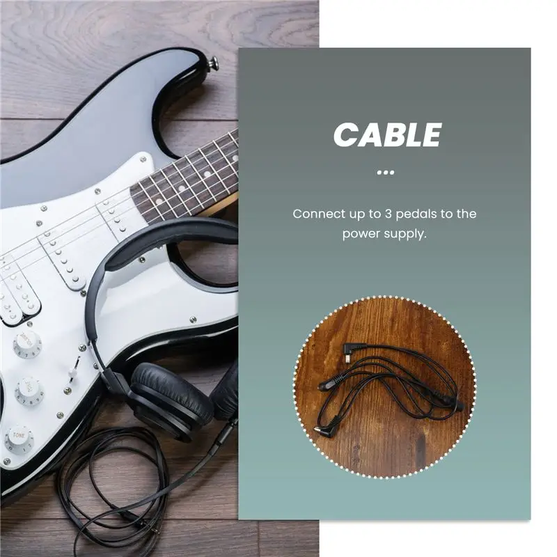 NALFI-Vitoos 3 Ways Electrode Daisy Chain Harness Cable Copper Wire For Guitar Effects Power Supply Adapter Splitter Black