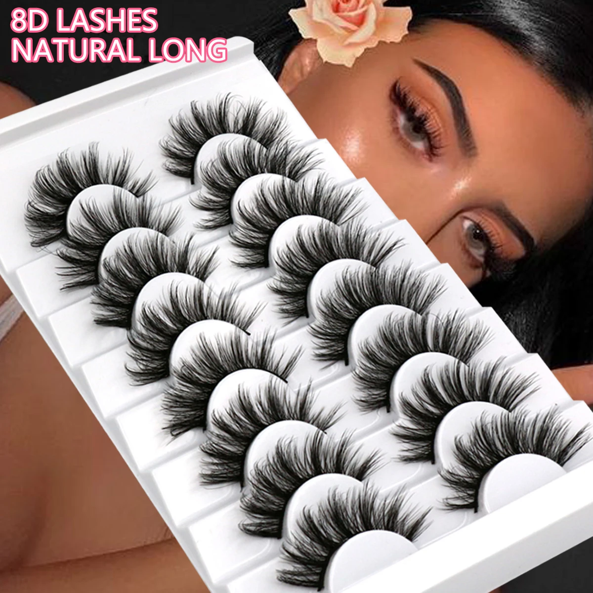 GROINNEYA 5/8/10 Pairs 3D Faux Mink Eyelashes Natural Thick Long False Lashes Dramatic Fake Eyelash Eyes Makeup Extension Beauty