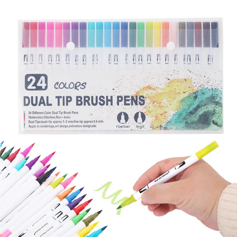 Professional 132/24 Colors Dual Tips Watercolor Brush Pen Set Art supplies, for Kids Adult Coloring Book Christmas Cards Drawing