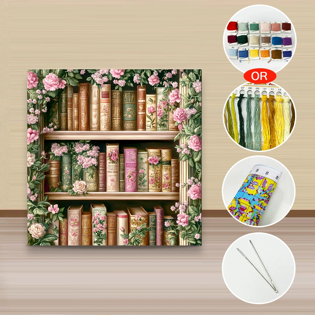 

1PC 40X40CM/15.74in ,11CT/14CT cross stitch kit DIY Valentine's Day gift embroidery set for festival ,bookshelf