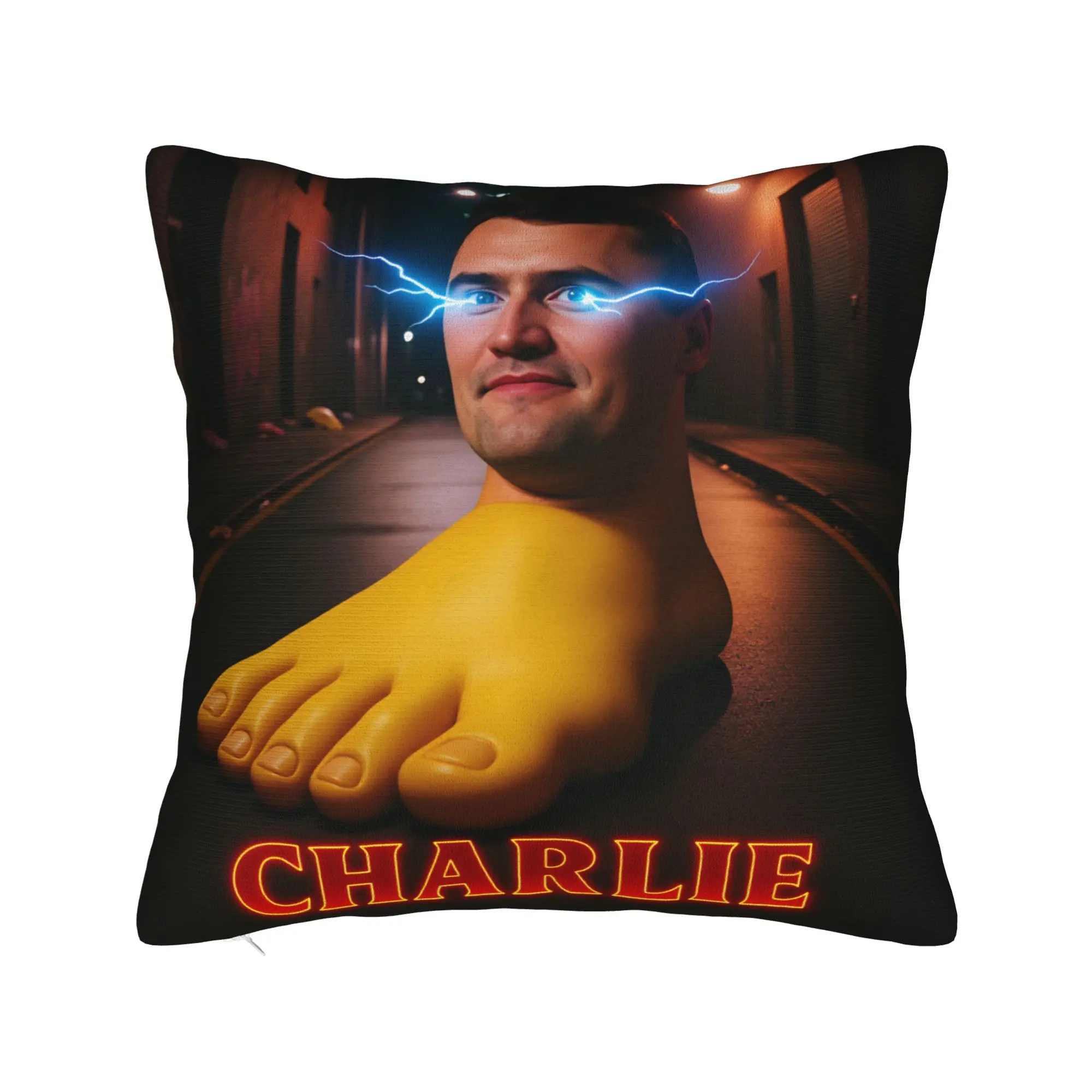 Charlie Kirk Giant Foot Funny Italian Brainrot Meme Pillow Case Soft Pillow Cover Trendy Cushion Cover For Sofa Car Home Decor