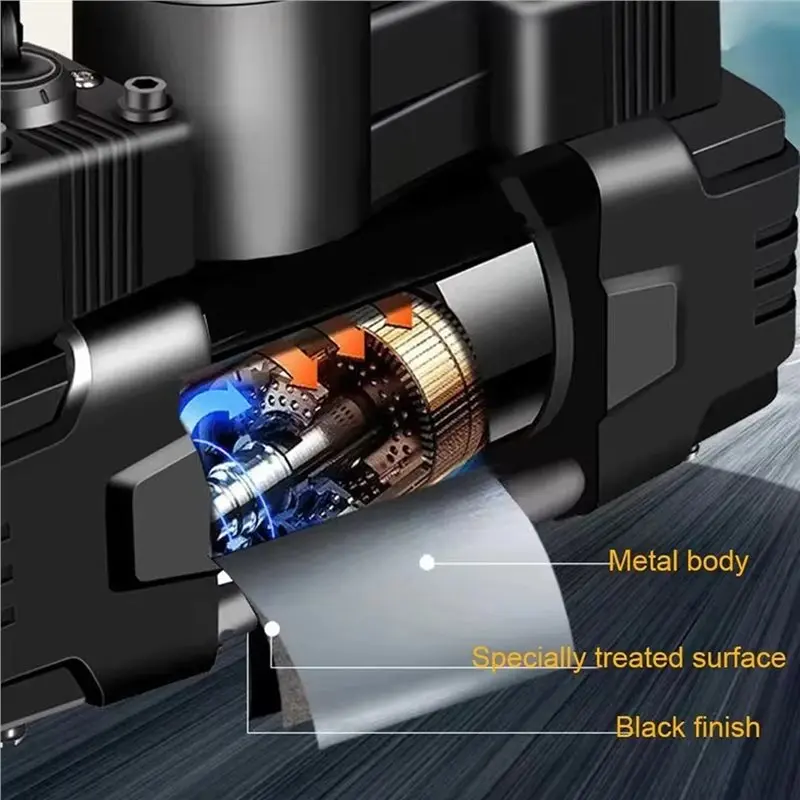 【PRICE REDUCT】Mini compressore d'aria Gonfiatore per pneumatici resistente a doppio cilindro con manometro Pompa elettrica Pneumatico per auto Gonfiabile P