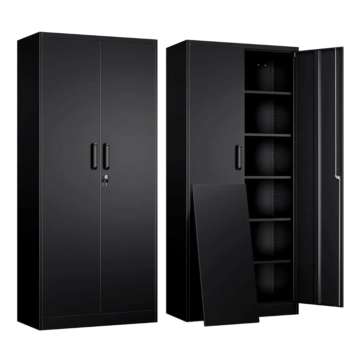 Metal Storage Cabinet with 2 Doors & 5 Adjustable Shelves, 71