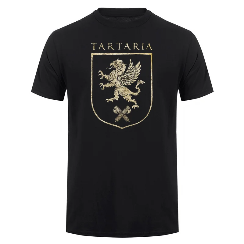 Tartaria Tartarian Empire Griffin Tartary Family Crest T Shirt Vintage Short Sleeve Cotton Tshirt Man Tops DY-434