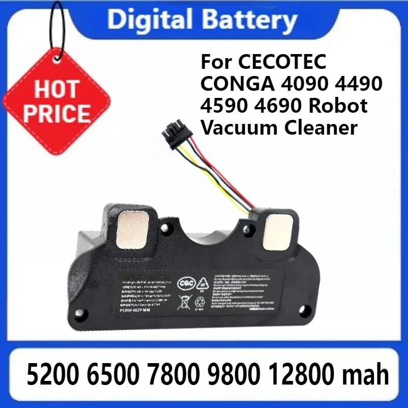 

Сменный аккумулятор для CECOTEC CONGA 4090 4490 4590 4690, аксессуары для роботов-пылесосов, запасные части, инструмент 5200 мАч 12800 мАч