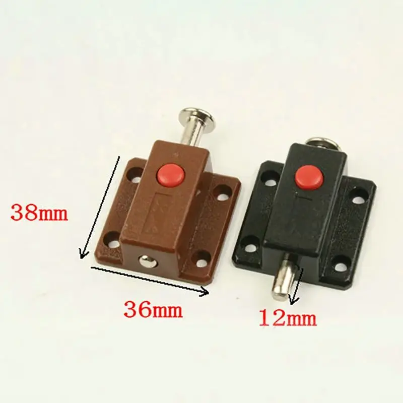 Window Cabinet Push Button Plastic Spring Load Automatic Door Bolt Latches Lock for Wooden Cupboard Wardrobe Doors Gates pasador