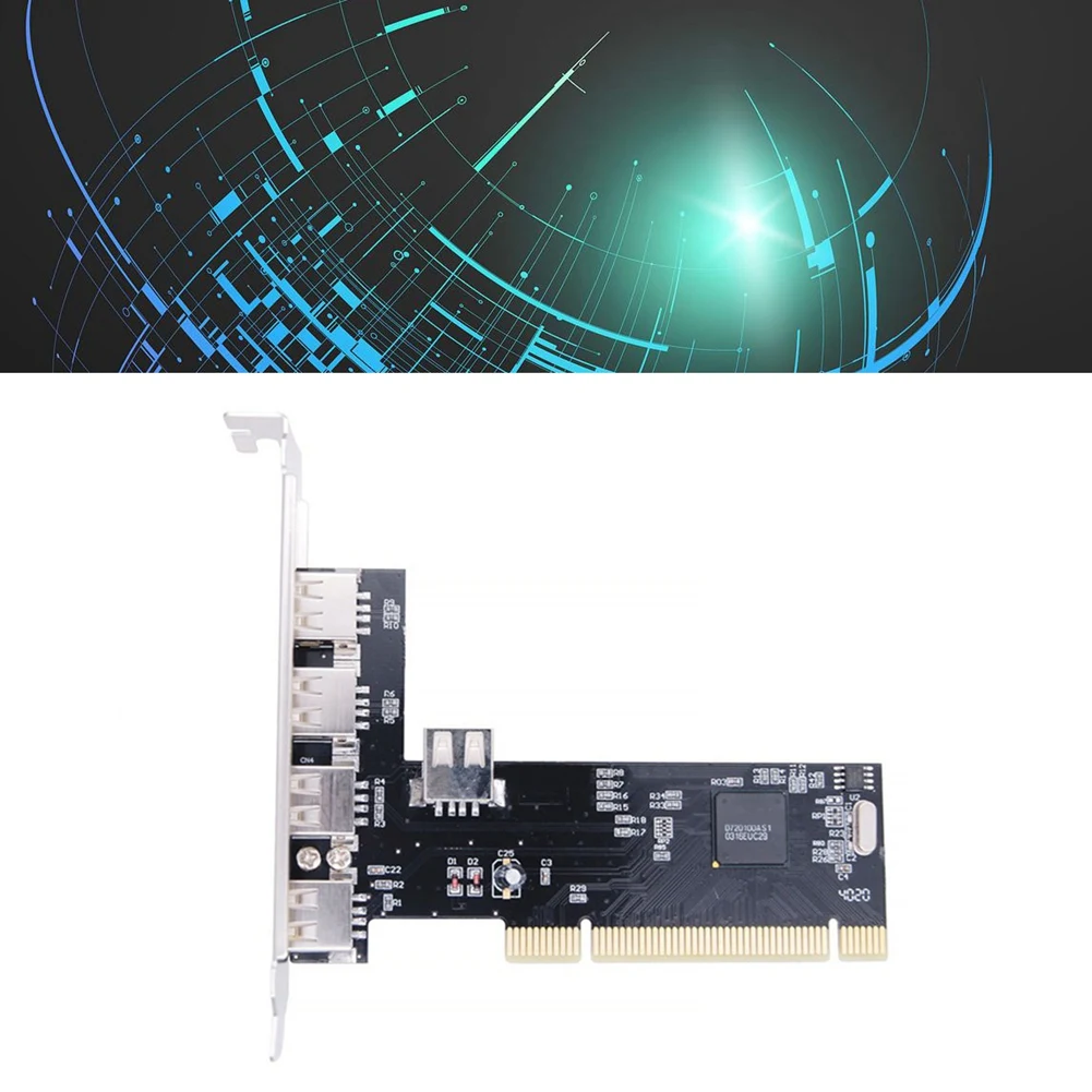 PCI Expansion Card PCI To 5 Ports USB 2.0 Expansion Card 480Mbps High Speed Hub Driver-Free For Desktop Computer