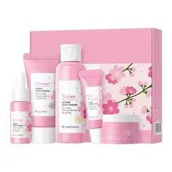 NEW 5PCS Gift Box Cherry Blossom Sakura Skin Care Set Eye Cream Serum Facial Cleanser Toner Facial Cream Beauty Makeup product