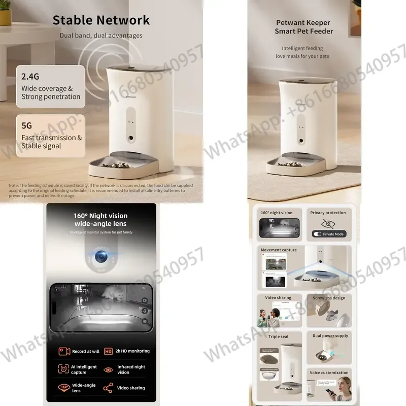 PetPeer 4.5L Automatic Cat Dog Feeder Waterproof LCD Display High-capacity Dry Food Dispenser Charge Solid WiFi/ Smart