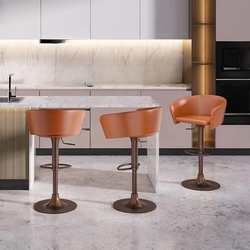 Retro bar stool light luxury home high back chair simple height adjustable