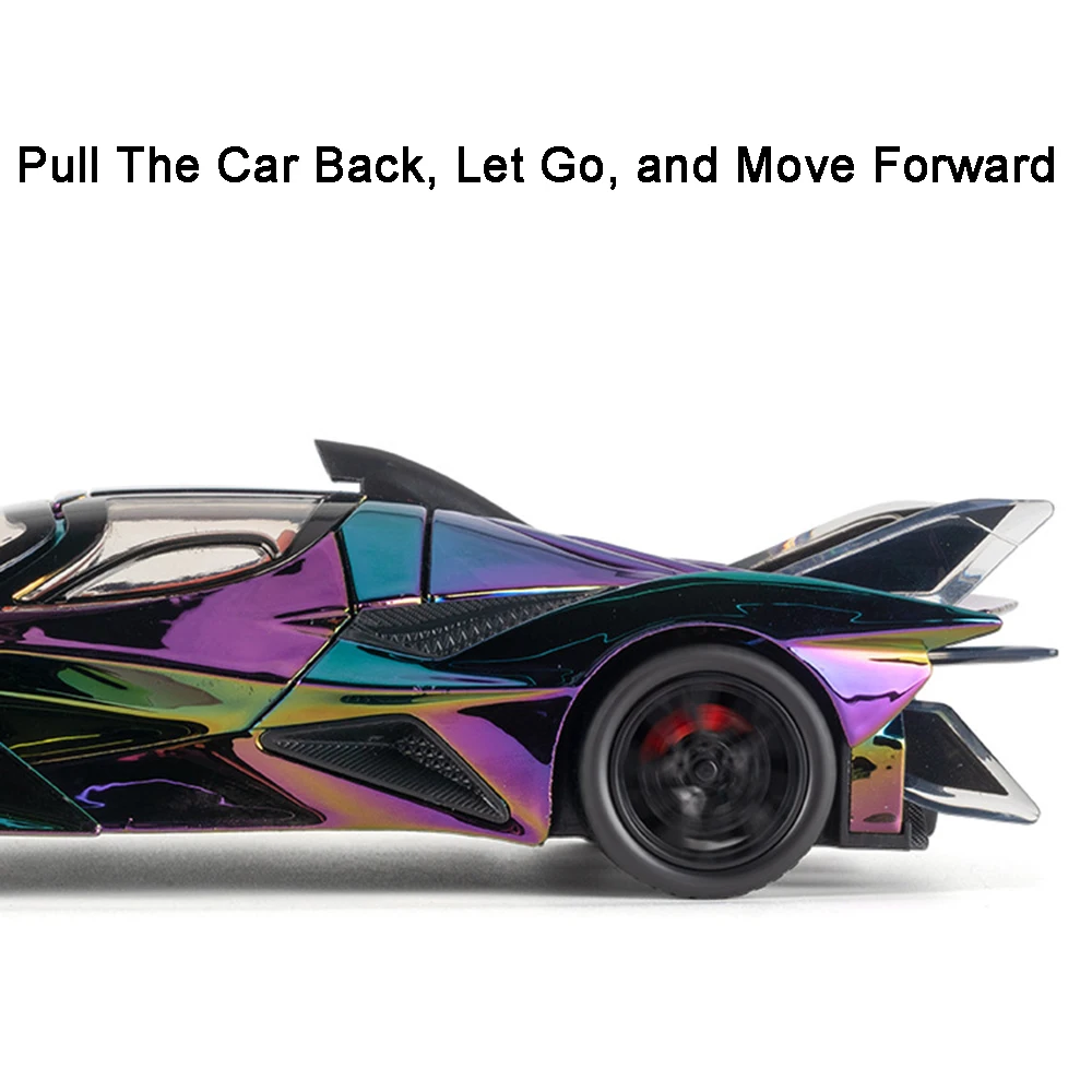 1:24 Apollo EVO IE Supercar Model Zabawka Odlewana ze Stopu Miniatura Samochodu Sportowego Dźwięk Światło Otwierane Drzwi Napęd na Sprężynę dla Dzieci Prezent