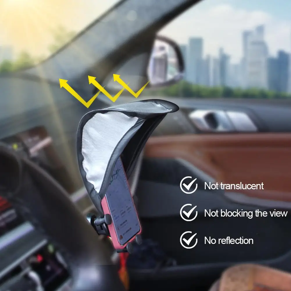 Phone Sun Shade Glare Blocking Phone Sun Protection Umbrella Phone Sun Shield Motorcycle Car Interior Phone Stand Accessories