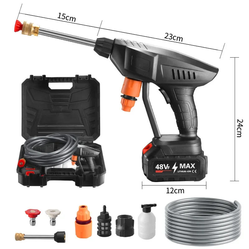 60BAR 21V Wireless High Pressure Car Washer Self Priming Sustain 50min Washing 300W Car Wash Water Gun With Li-ion Battery