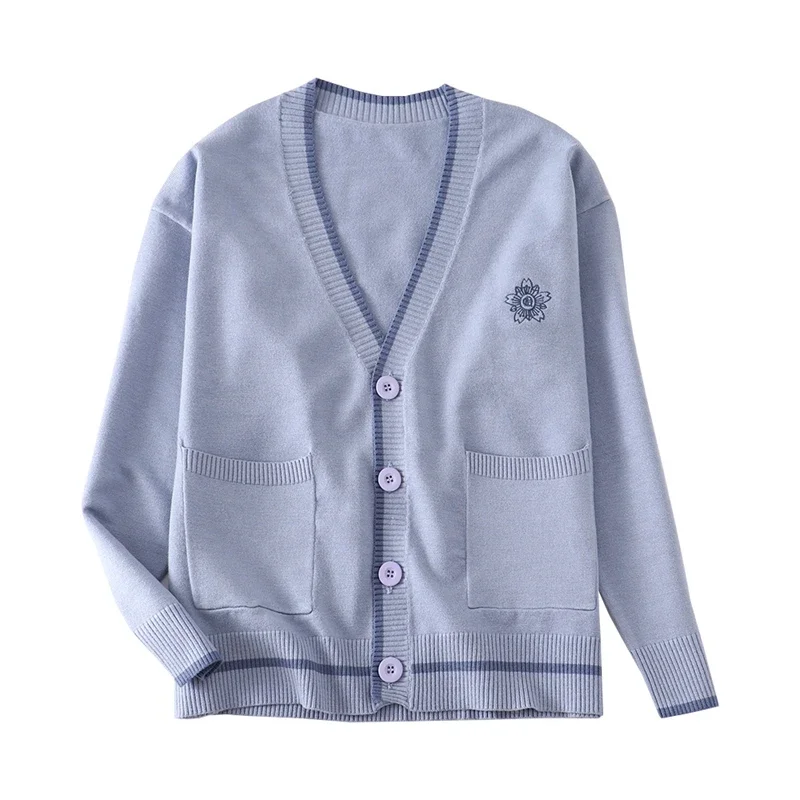 Gebreide damestrui met lange mouwen, katoenen vest met V-hals, losse trui, luie studentenjas, vrouwelijk JK-uniform, nieuw origineel