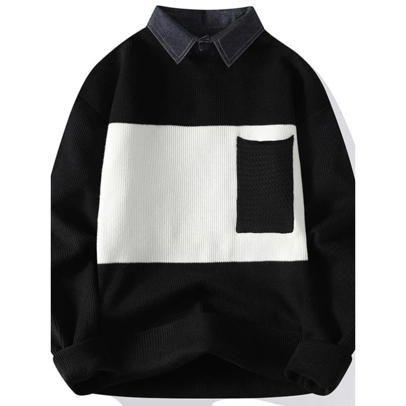 

Очень большой трикотаж 300 Pou Design Sense из двух предметов, мужская зимняя модная брендовая свободная верхняя одежда с воротником irt