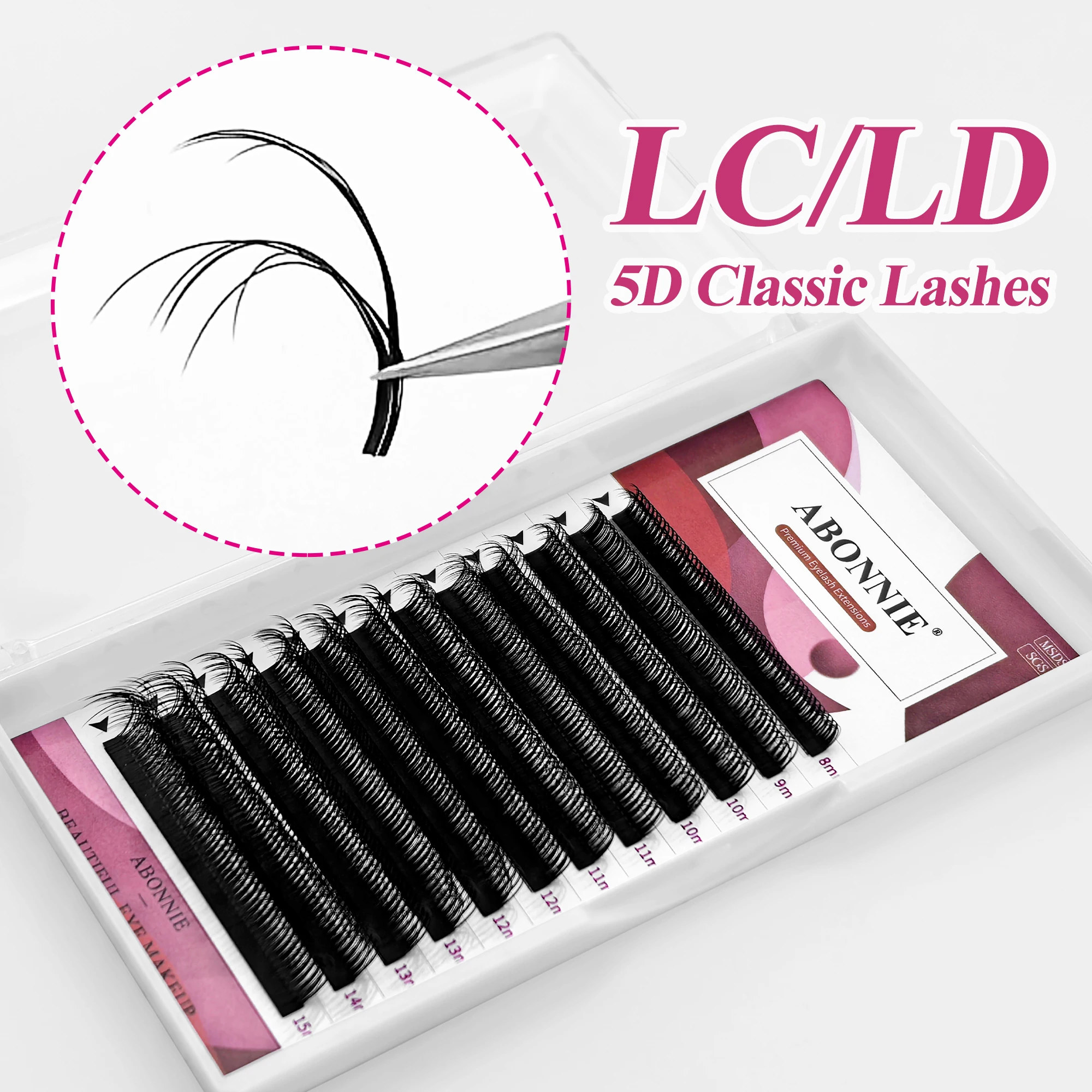 Abonnie Fluffy 5D Classical Lash Extensions Cashmere Matte LC/LD Curl Russian Volume Premium Individual Eyelashes Extensions