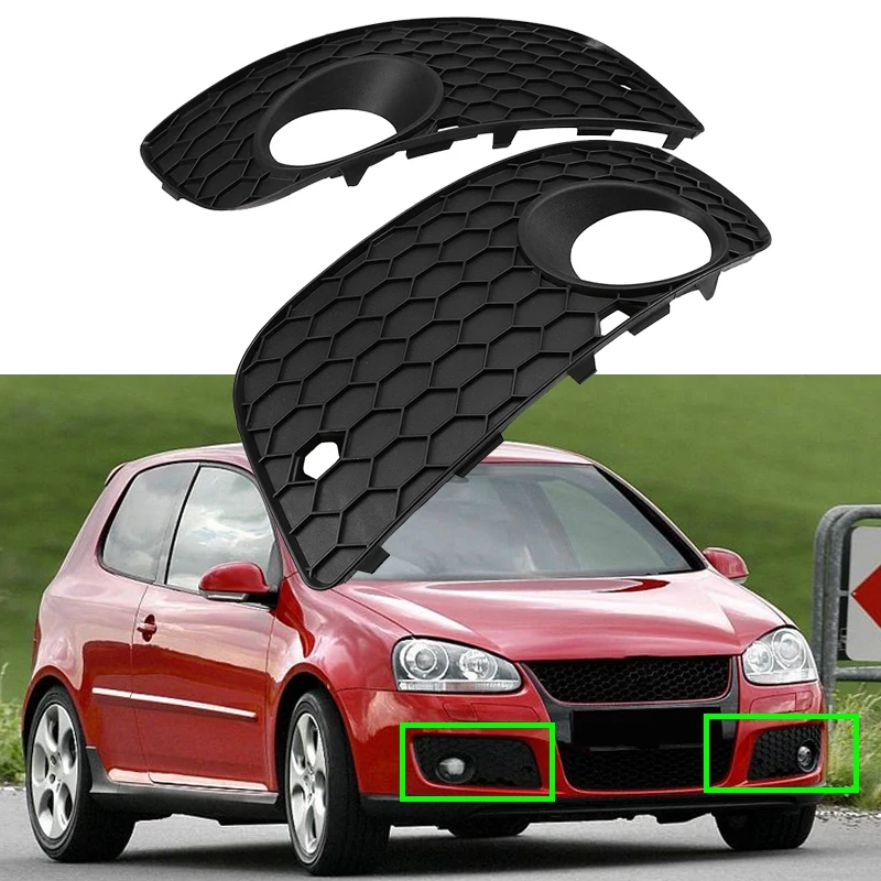 Front Left + Right Bumper Lower Grill Fog Light Grille Cover for Mk5 Golf 2006-2008