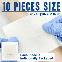 4'' x 4' 10pcs Calcium Alginate Wound Dressing Non Stick Gauze Pads High Absorbency Dressing Products for Wound Care