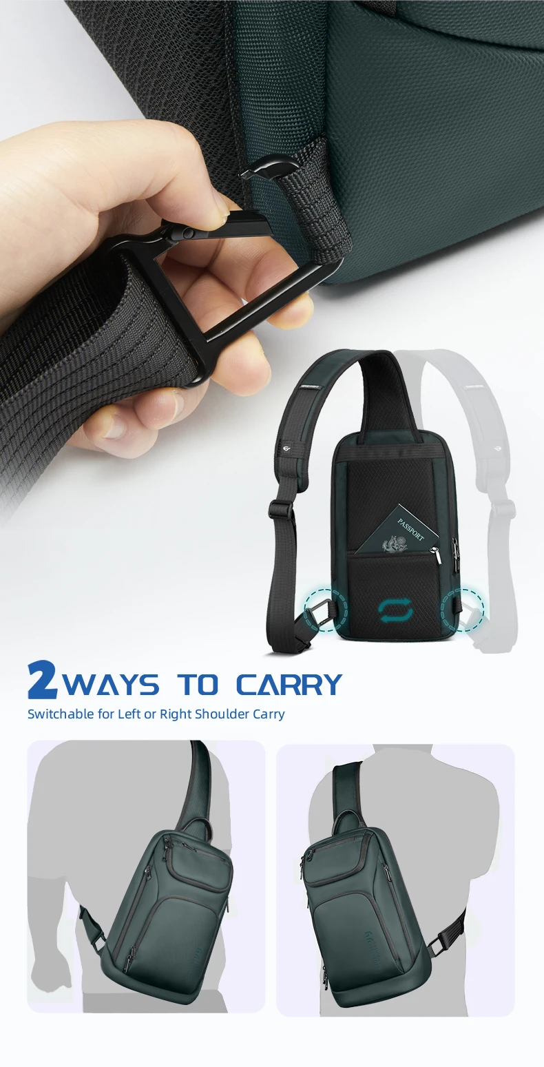 Heroic Knight Multifunktionale Herren-Handtasche mit großem Fassungsvermögen, wasserdichte Oxford-Brusttasche, lässige Umhängetasche für Herren für Outdoor-Sportarten – Detail 9