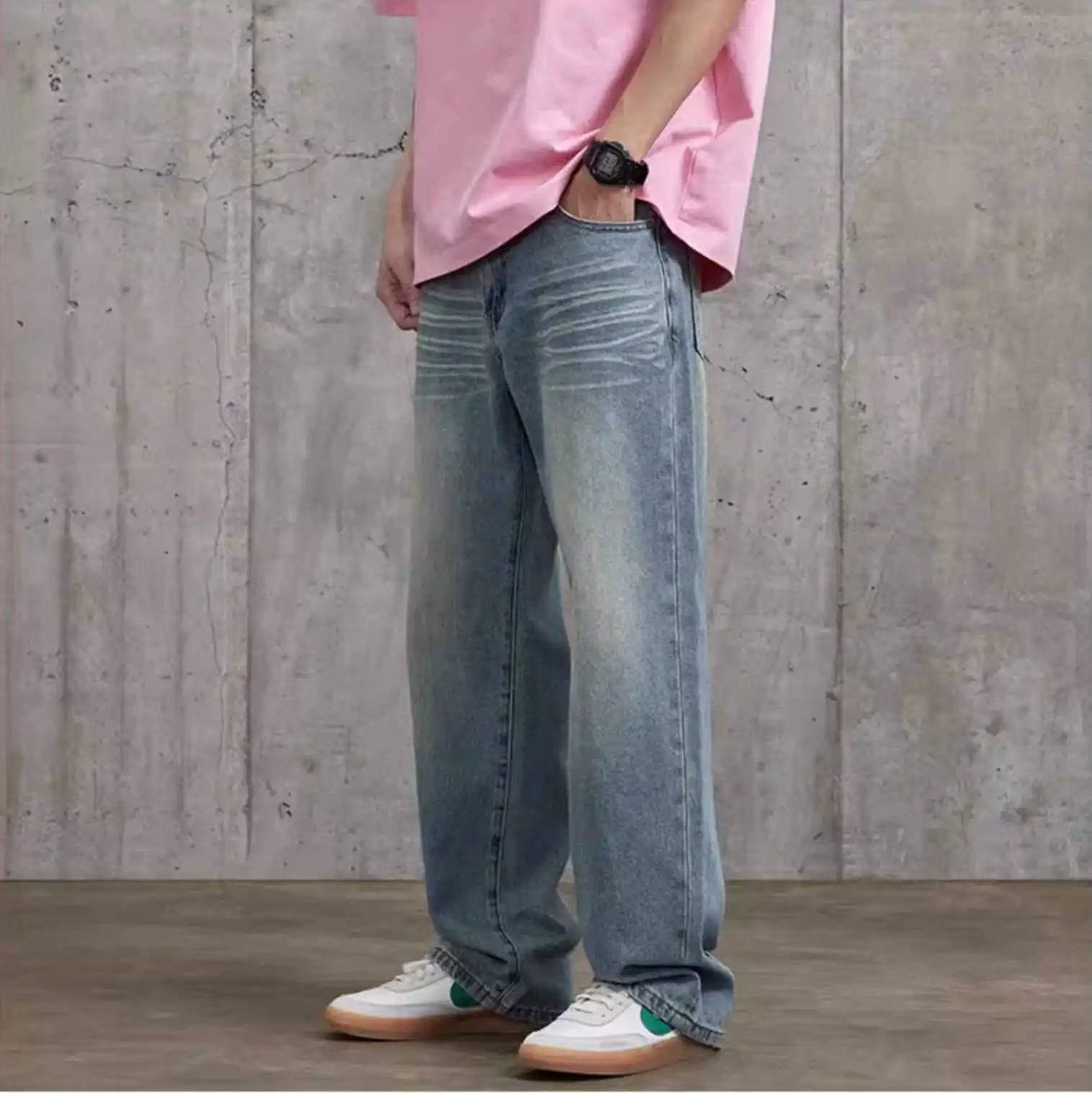 

Классические американские мужские джинсы свободного кроя с прямыми штанинами, износостойкие, брендовые, новые, в стиле ретро, длинные брюки