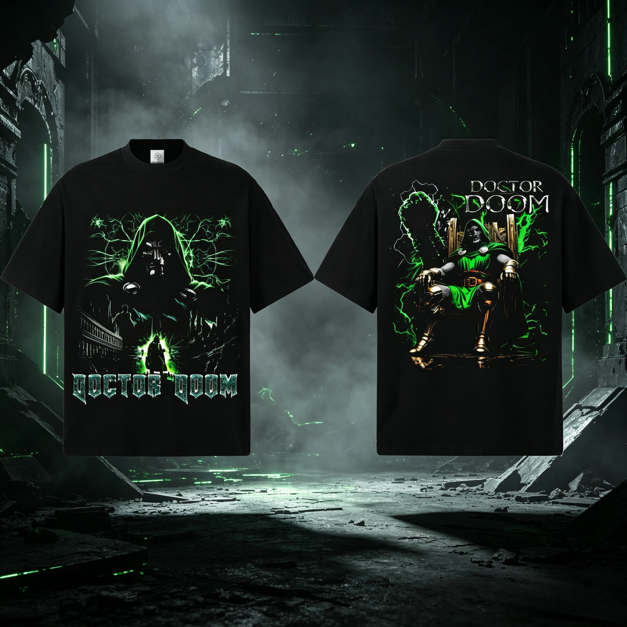 Doctor Doom Double-Side Graphic T-Shirt Unisex Oversized Supervillain Casual Cotton Short Sleeve Vintage Streetwear For Party
