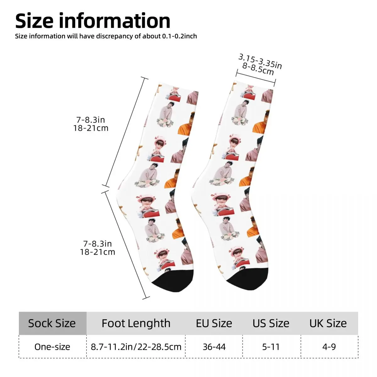 Crazy compression Huening Kai Sock for Men Vintage TXT Seamless Pattern Crew Sock Casual