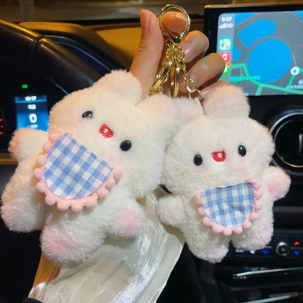 Cartoon Plush Rabbit Doll Toys Keychain Cute Stuffed Apron Bunny Bag Pendant