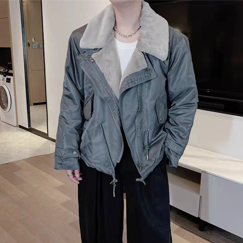 Men's 2025 Autumn Winter New Retro Detachable Faux Two-Piece Warm Jackets Men's High-End Parkas Thickened Faux Fur Collar Parkas