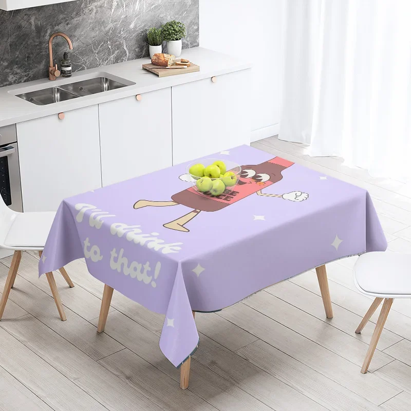 Modern Kitchen Tablecloth, Durable Washable and Spill-resistant Polyester, Decorative Sunflower Design, Universal Table Fit