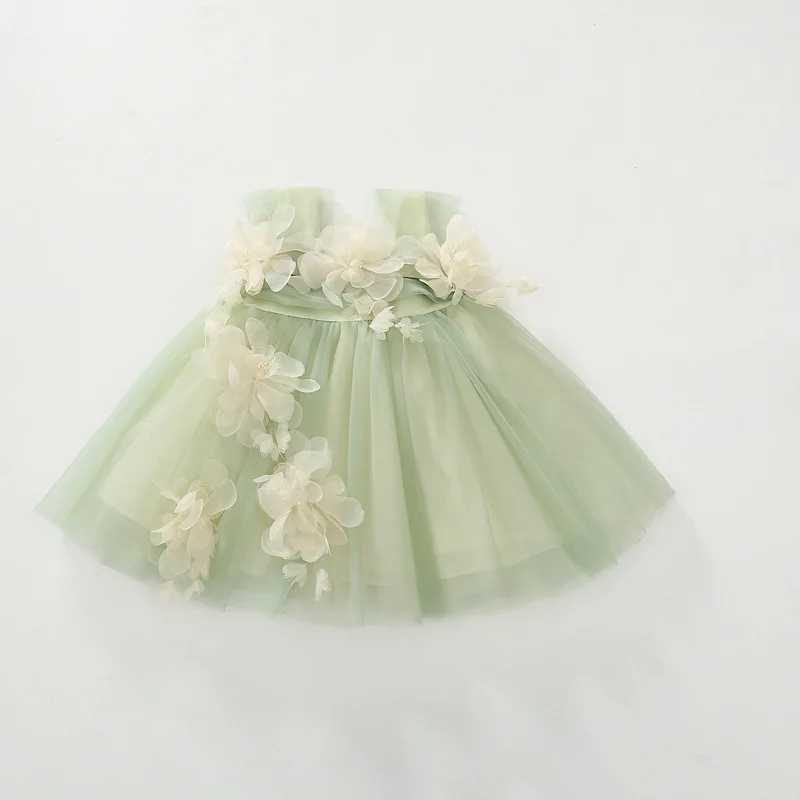 Mädchen Kleid Sommer modische süße Baby Blume Prinzessin Kleid vielseitige Band Strohhut Blume knielange Grills Kleid