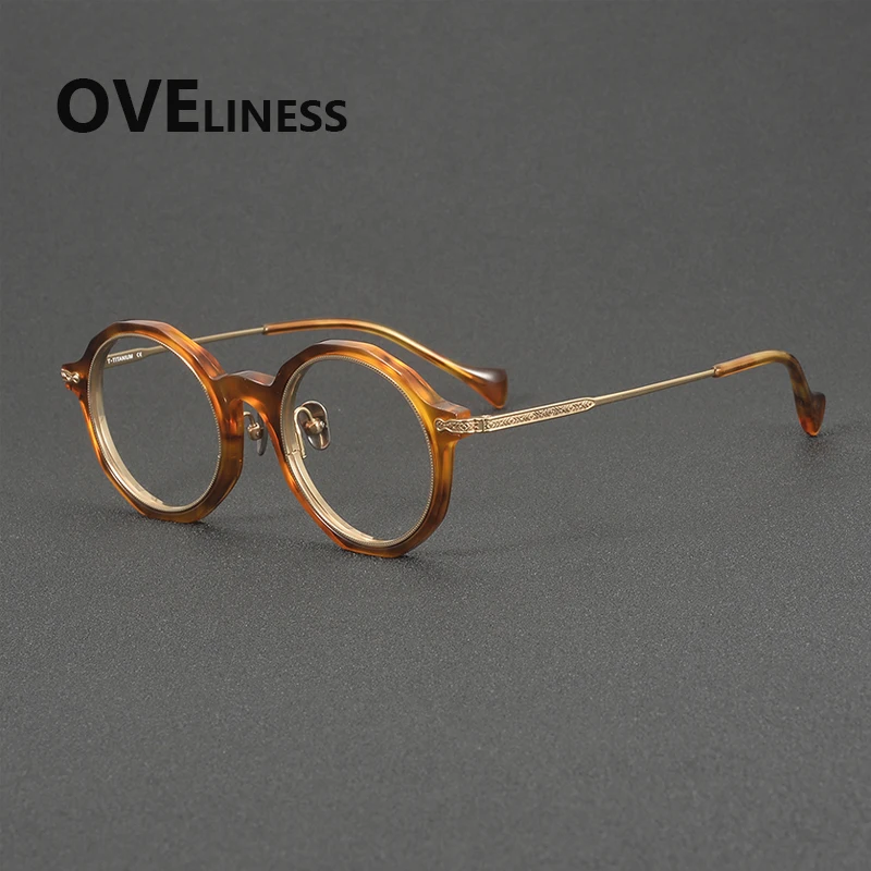 

Оправа для очков из ацетата и титана, мужские и женские, новый дизайн, люксовый бренд, круглые очки, высокое качество, винтажные японские очки