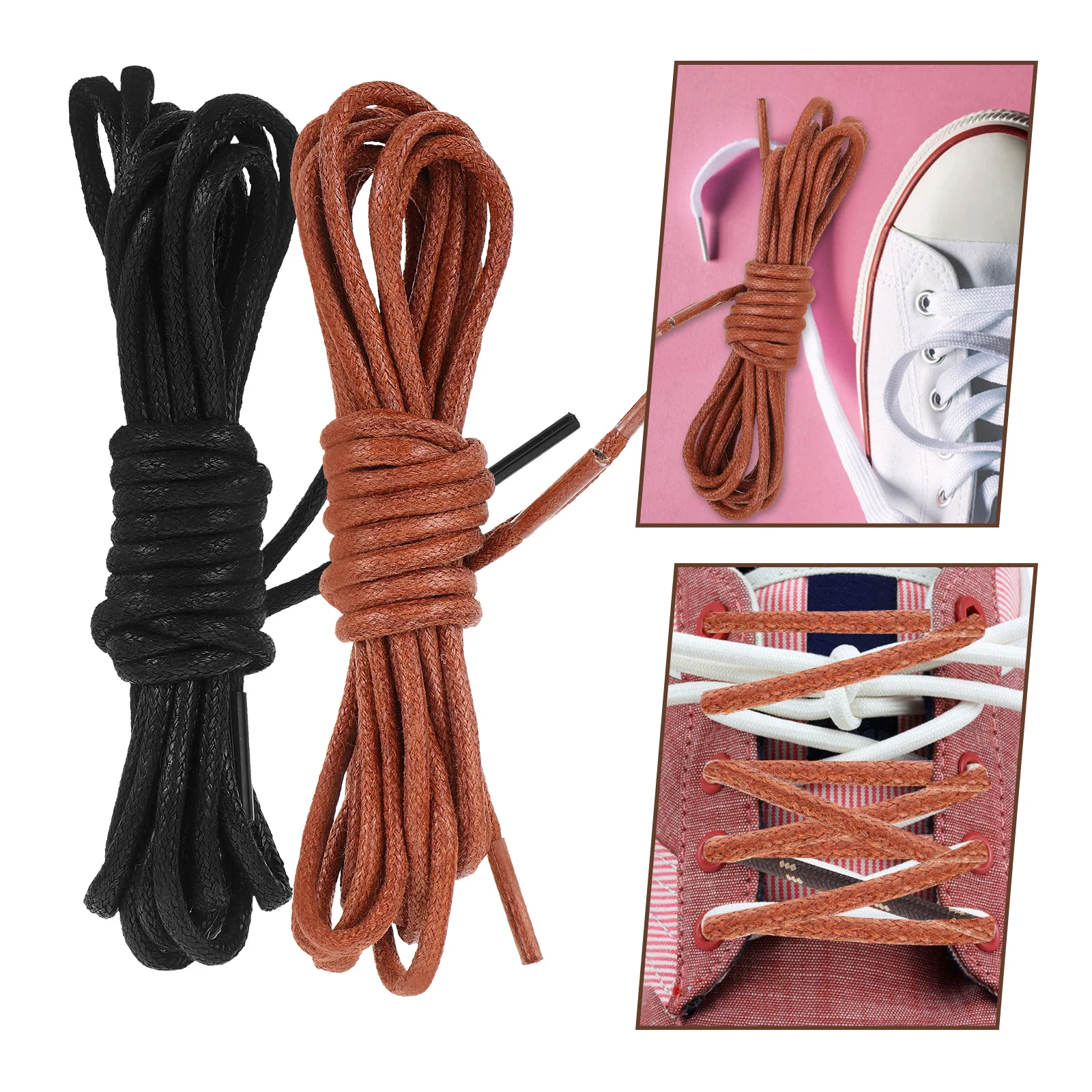 

Waxed Shoelaces Round Heavy Duty Boot Laces For Men Women Dress Shoes Hiking Boots Replacement Waxed Cotton Laces