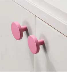 Nordic Round Cabinet Door Handle Zinc Pink Blue Furniture Drawer Knobs Cupboard Pulls Single Hole Pink Kitchen Cabinet Handles
