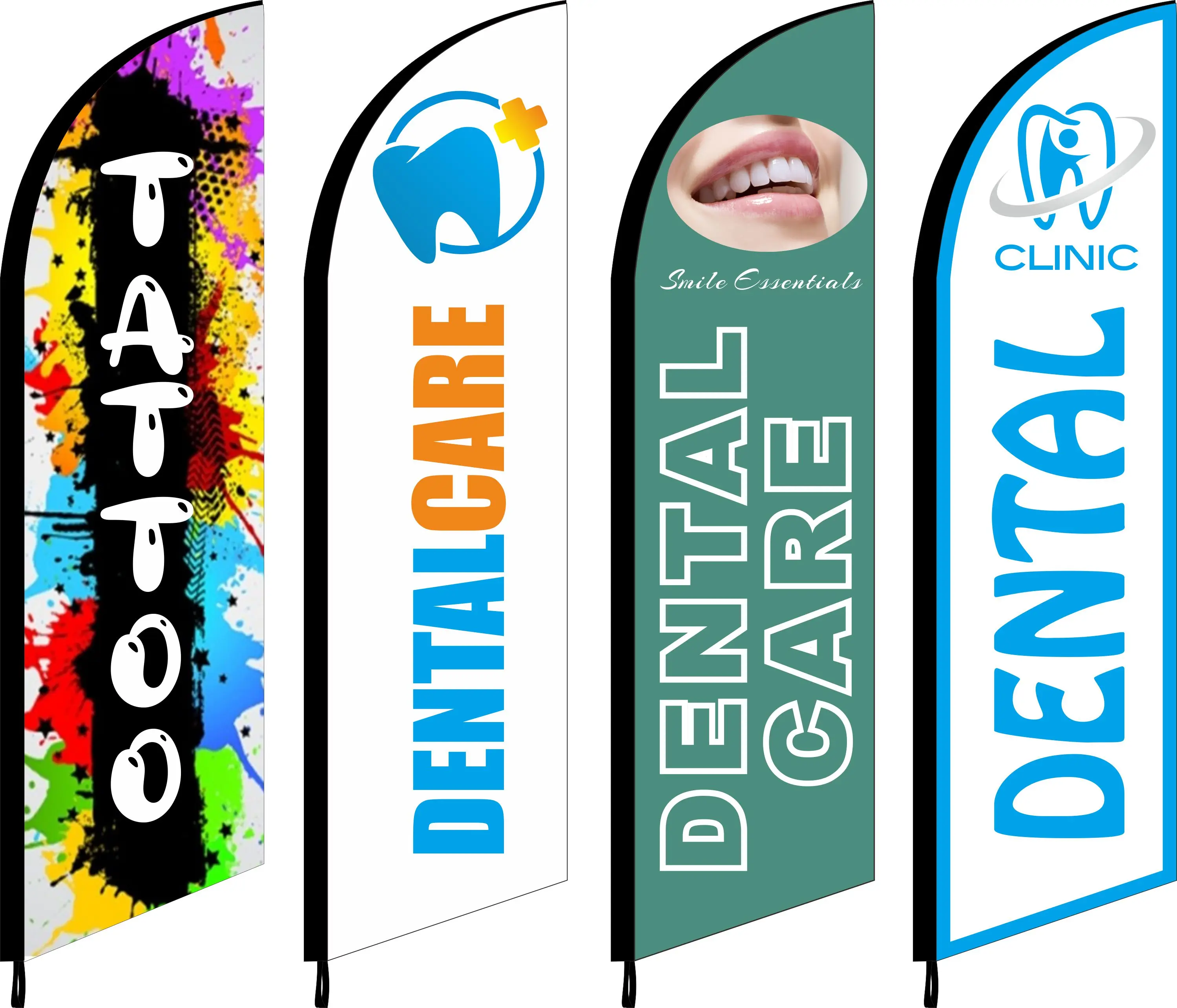 Feather Flag Swoop Knife Beach Banner, Dentist Dental Care Mouth Oral Clinic Tattoo Art Studio Salon Beauty, Custom Print