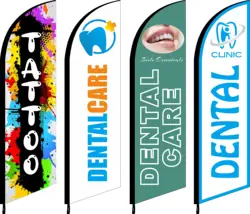 Beach Feather Flag, Fabric Only Without Stand, Dentist Dental Care Mouth Oral Clinic Tattoo Art Studio Salon Beauty, Custom