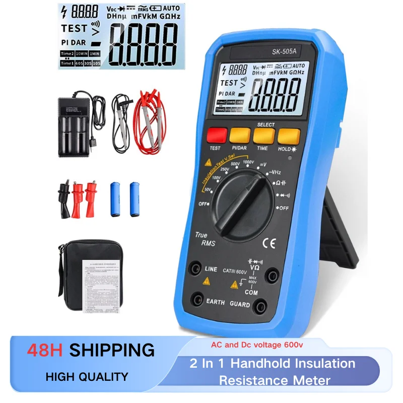 

SK-505A 2-in-1 Digital Multimeter Insulation Resistance Tester 1000V Megohmmeter Voltmeter AC/DC Voltage Resistor Meter