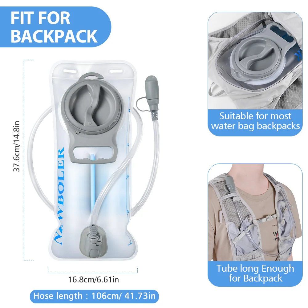 NEWBOLER Wasserblase 2L mit Weiter Öffnung Hydration Pack Reservoir BPA-freier PEVA-Wasserspeicherbeutel für Camping, Radfahren, Laufen, Wandern – Detail 11