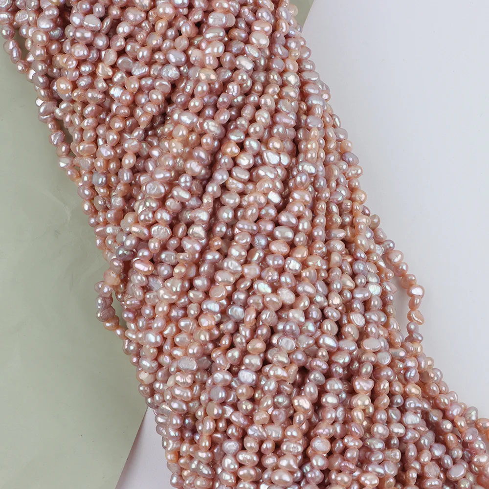 Natural Freshwater Pearl 3-4mm Pink Purple Horizontal Hole Small Two-sided Light Irregular Baroque Pearl DIY Work in Progress